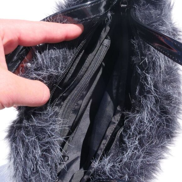 90s/y2k grey faux fur fluffy shoulder bag - Picture 5 of 7